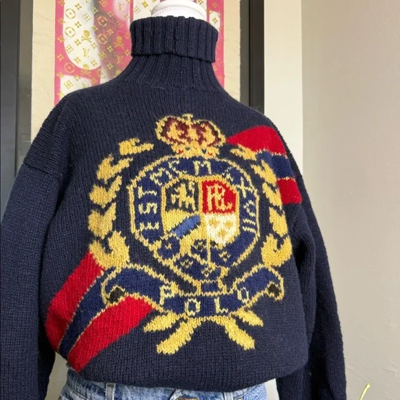 Vintage Ralph Lauren Crest Turtleneck Sweater - Picture 2 of 7